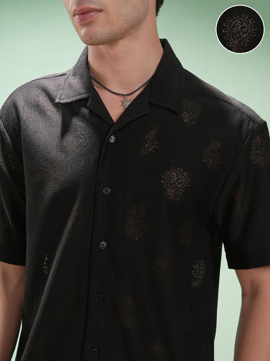 Highlander Men Black Printed Relaxed Fit Casual Shirt - Black - Image 5