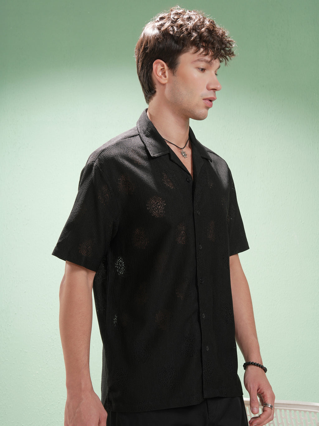 Highlander Men Black Printed Relaxed Fit Casual Shirt - Black - Image 6
