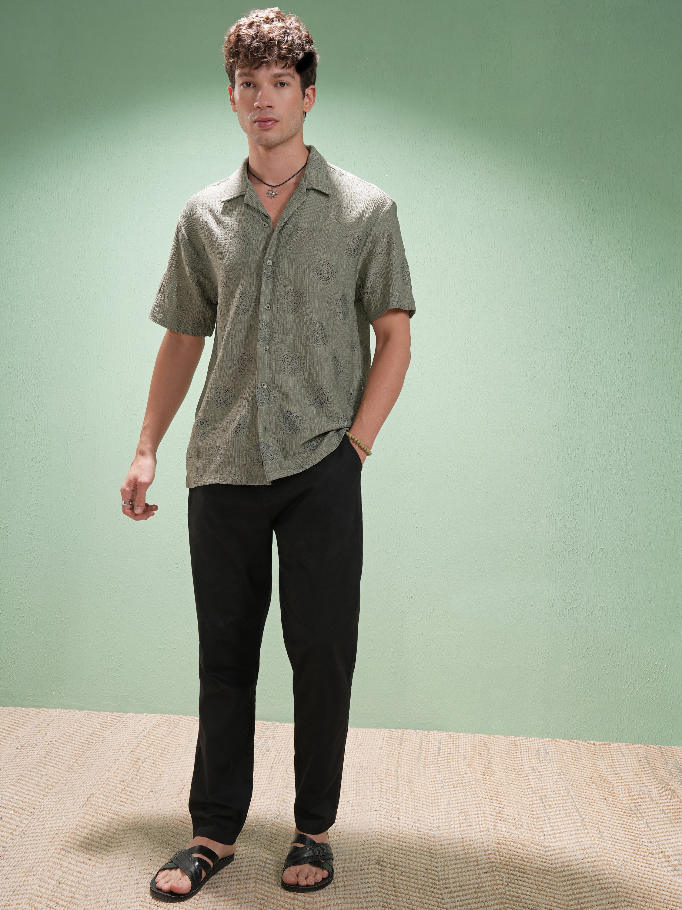 Highlander Men Green Printed Relaxed Fit Casual Shirt - Green - Image 2