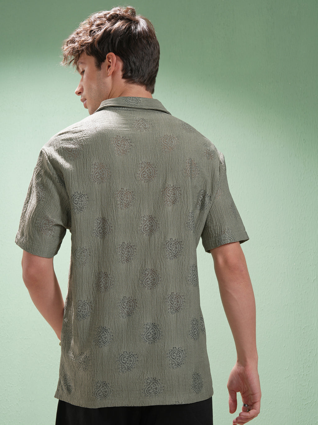 Highlander Men Green Printed Relaxed Fit Casual Shirt - Green - Image 3