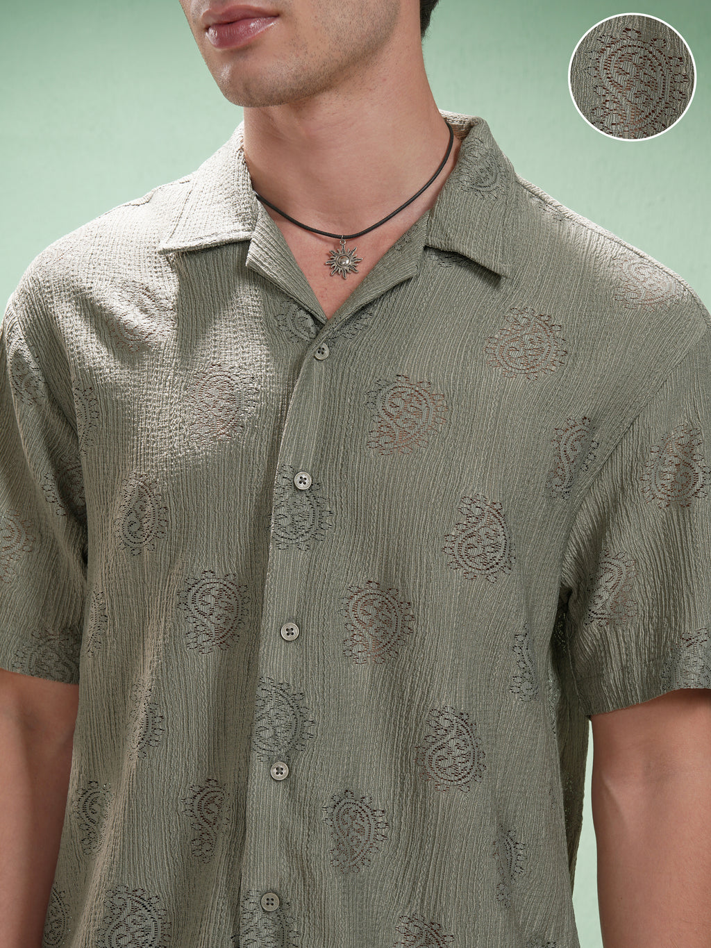 Highlander Men Green Printed Relaxed Fit Casual Shirt - Green - Image 5