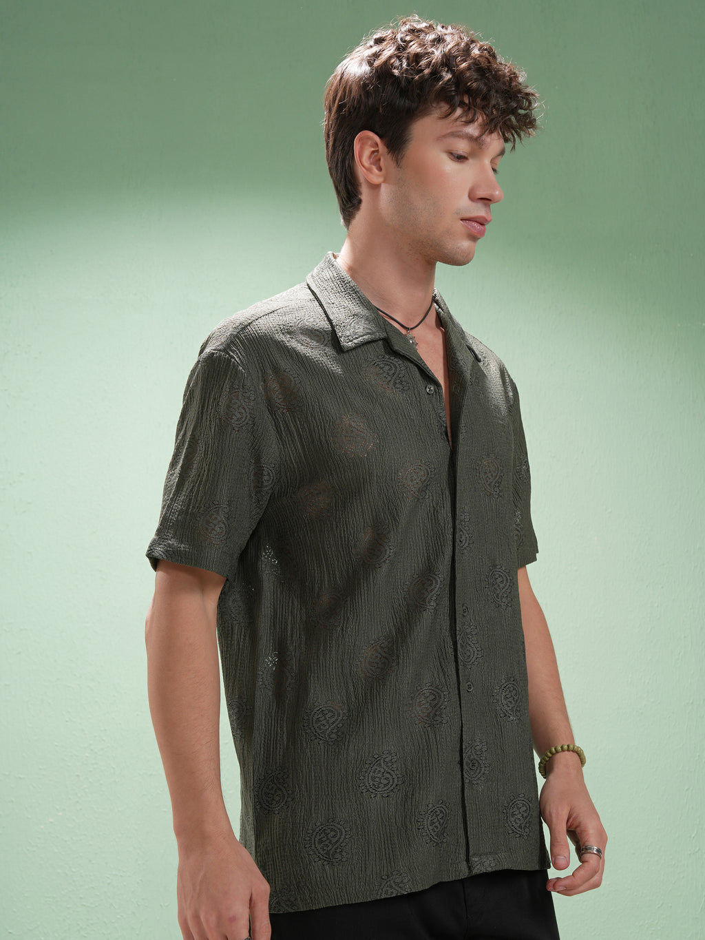Highlander Men Green Printed Relaxed Fit Casual Shirt - Green - Image 6