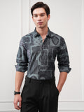 Highlander Men Black Printed Slim Fit Casual Shirt - Black - Image 1