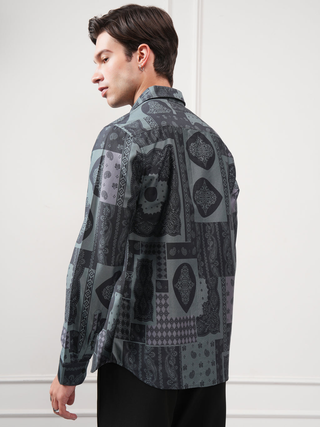 Highlander Men Black Printed Slim Fit Casual Shirt - Black - Image 3