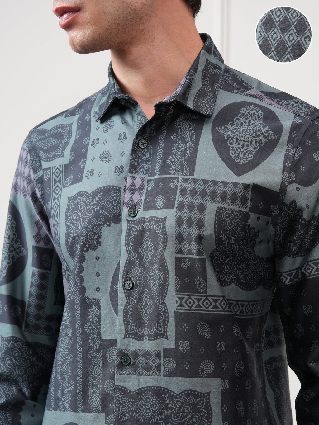 Highlander Men Black Printed Slim Fit Casual Shirt - Black - Image 5