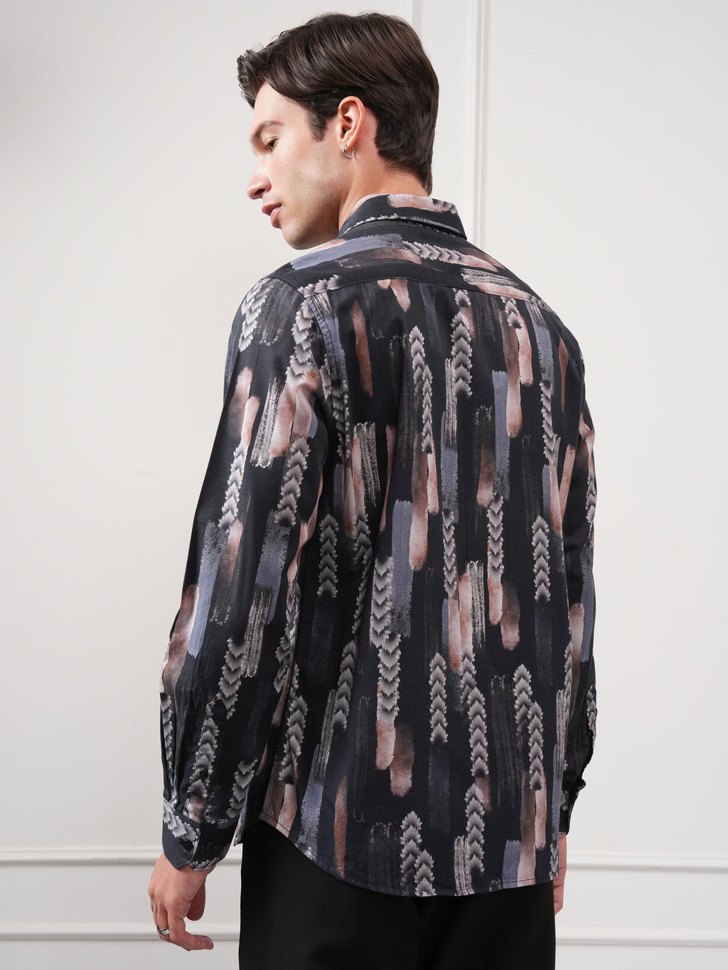 Highlander Men Black Printed Slim Fit Casual Shirt - Black - Image 3