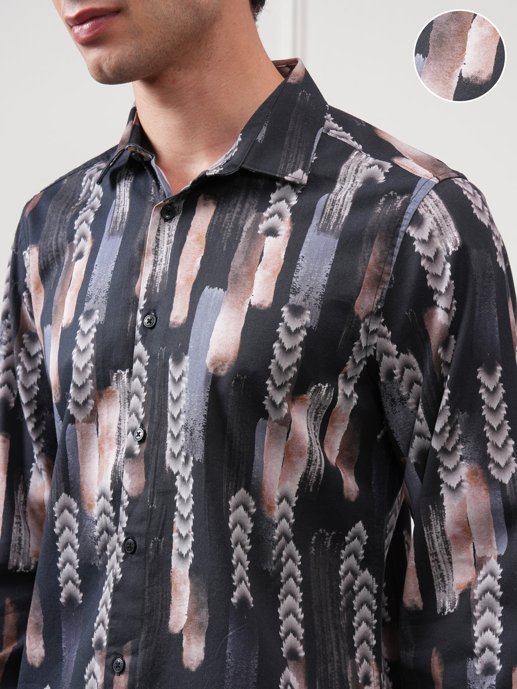 Highlander Men Black Printed Slim Fit Casual Shirt - Black - Image 5