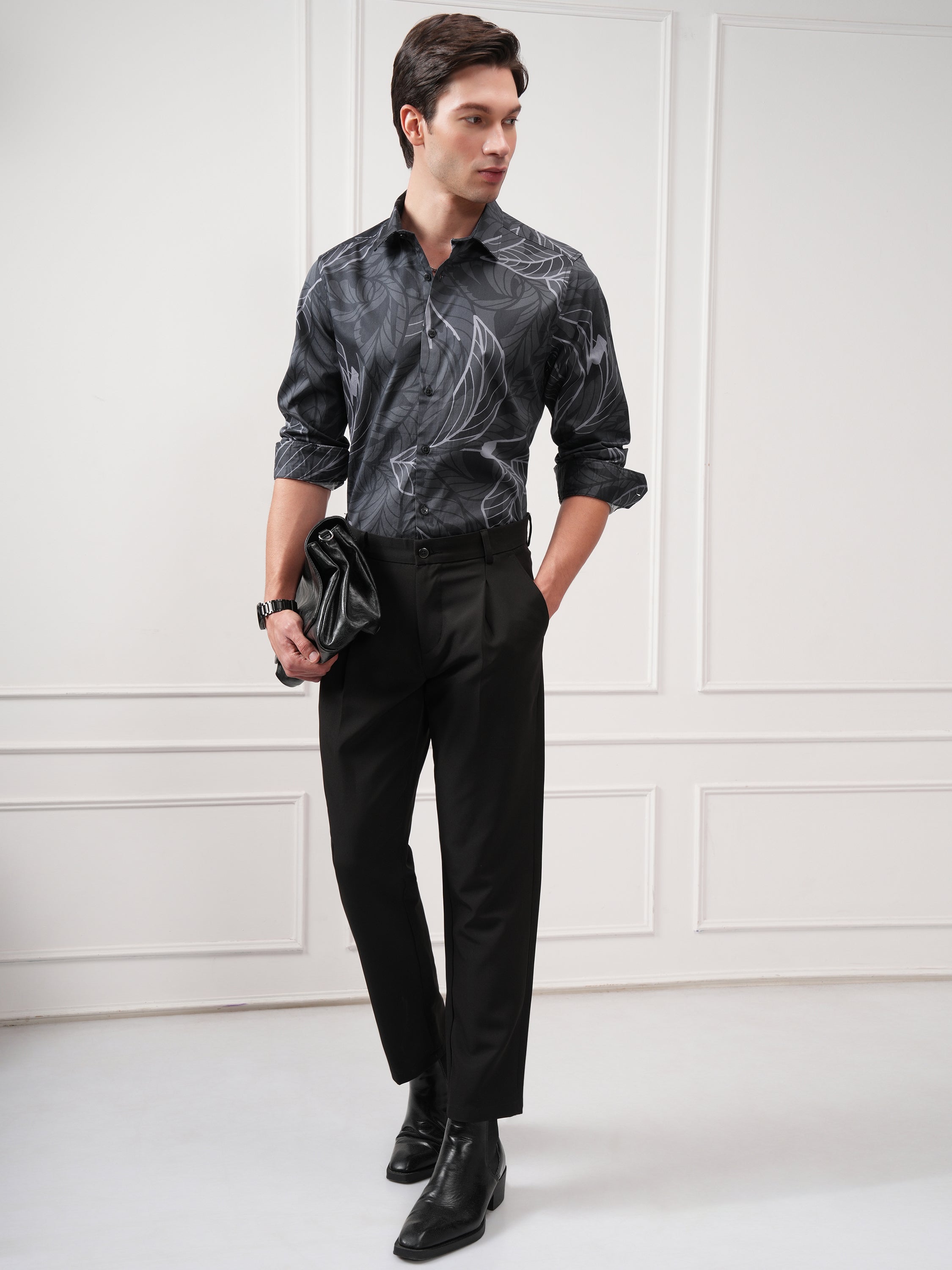 Highlander Men Grey Printed Slim Fit Casual Shirt - Grey - Image 2