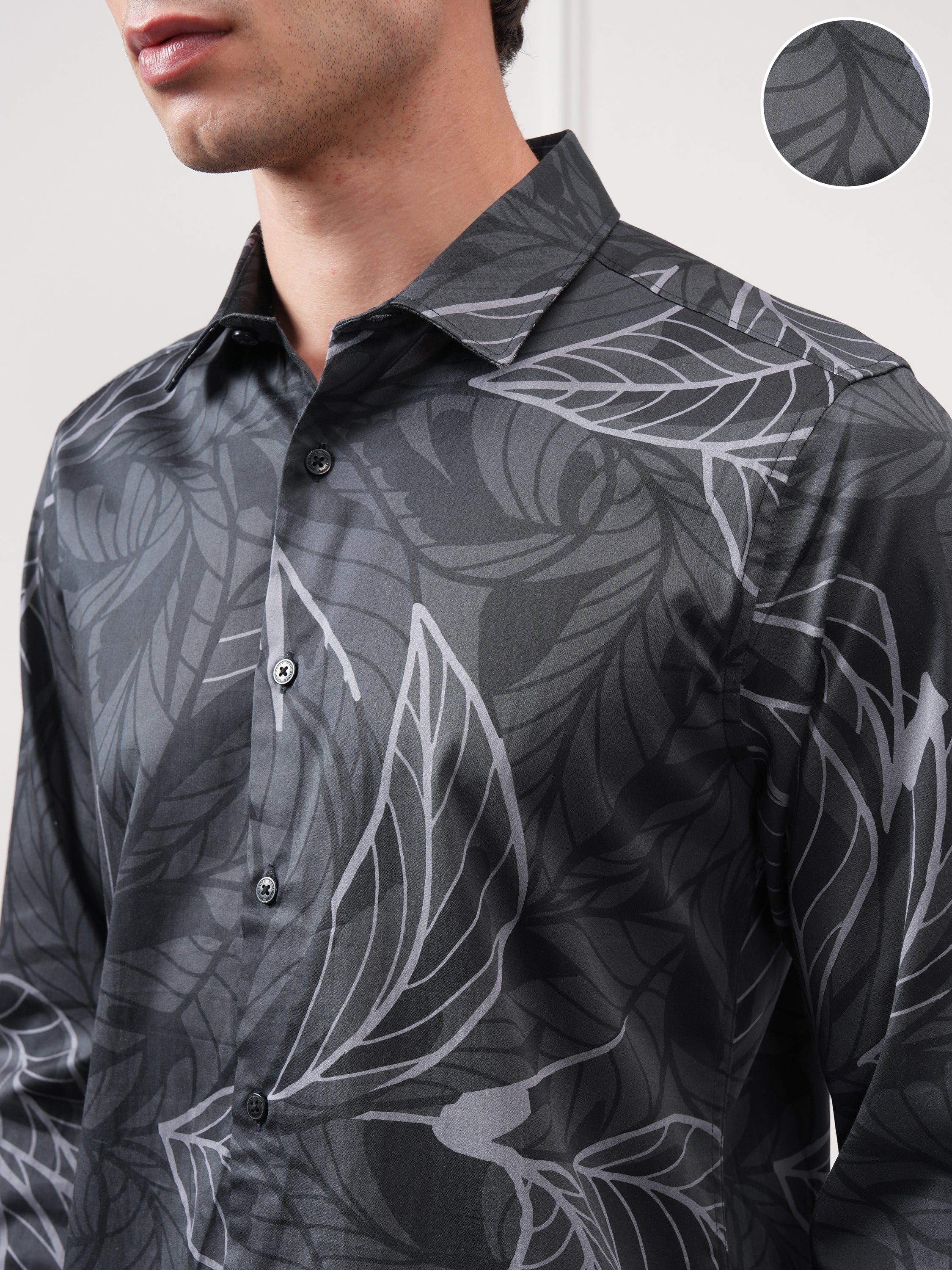 Highlander Men Grey Printed Slim Fit Casual Shirt - Grey - Image 5