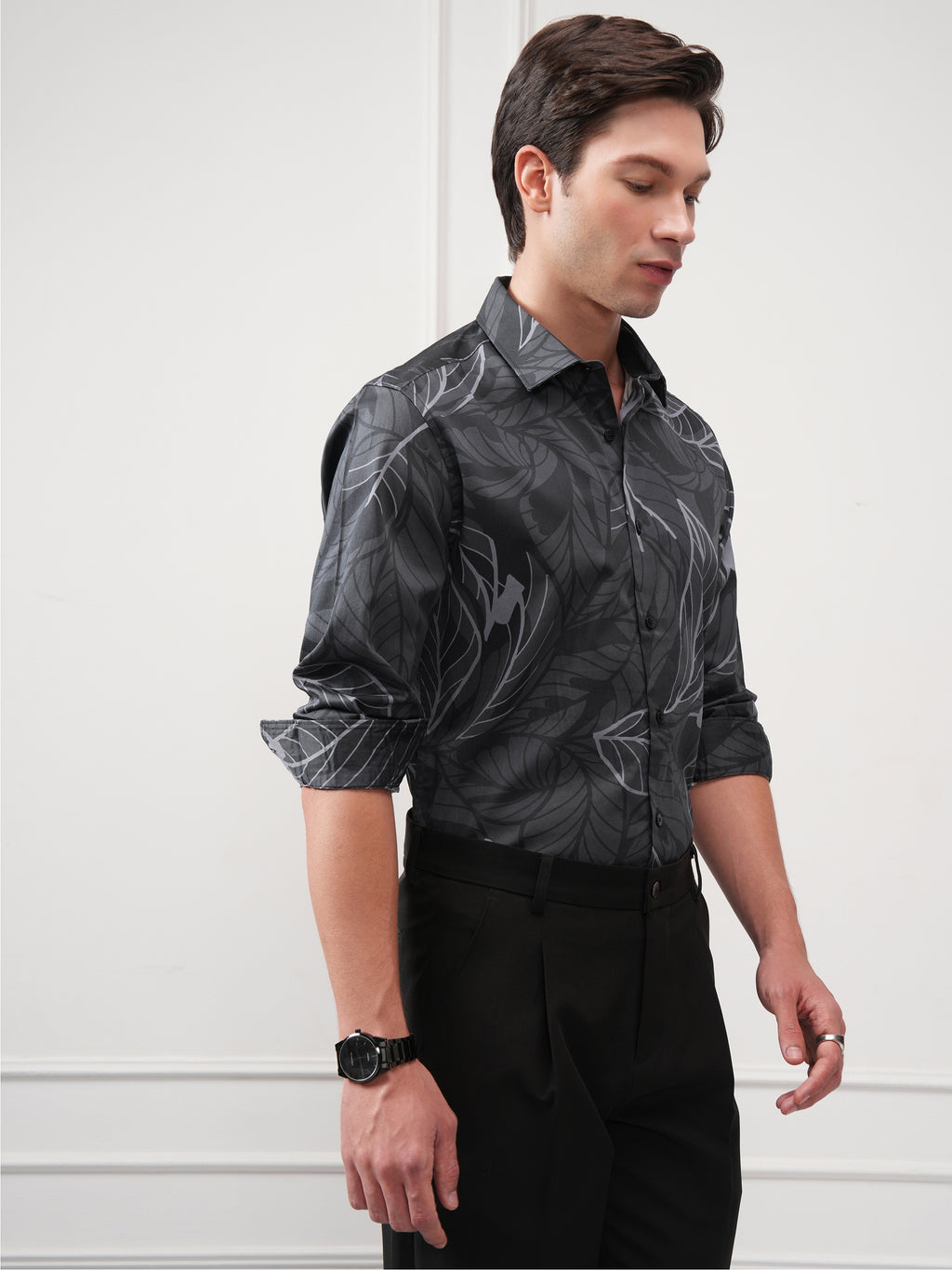 Highlander Men Grey Printed Slim Fit Casual Shirt - Grey - Image 6
