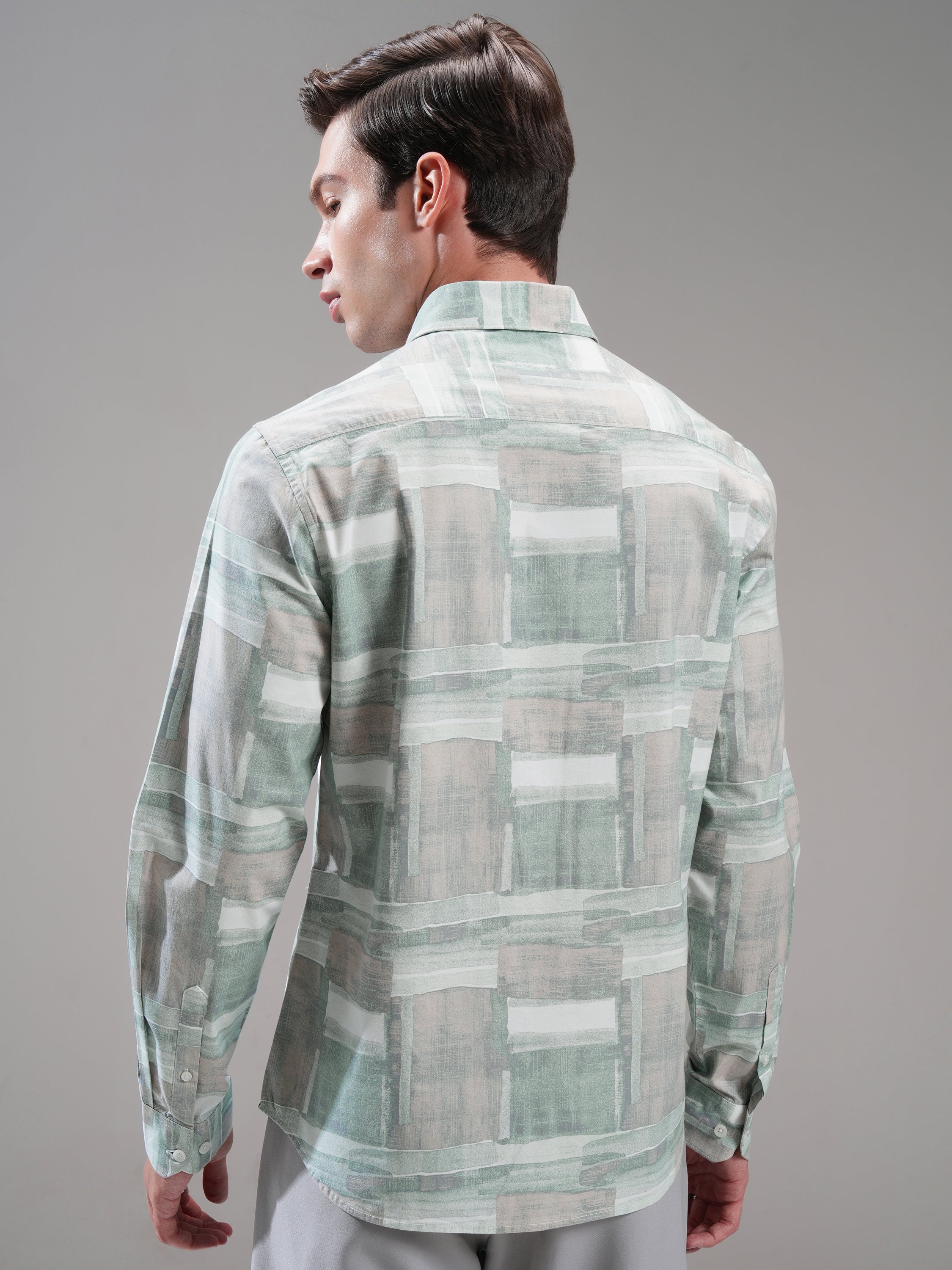 Highlander Men Green Printed Slim Fit Casual Shirt - Green - Image 3