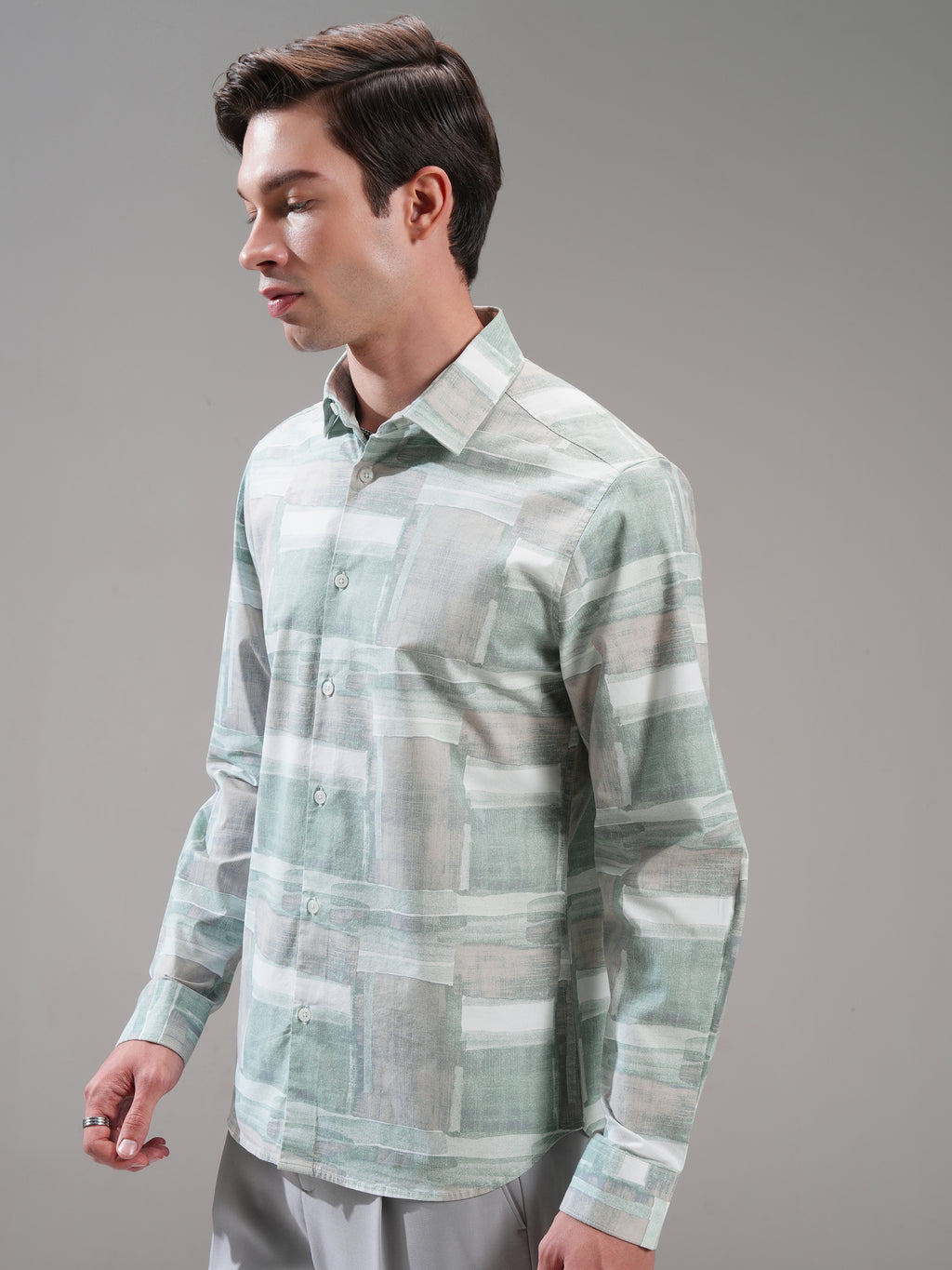 Highlander Men Green Printed Slim Fit Casual Shirt - Green - Image 4