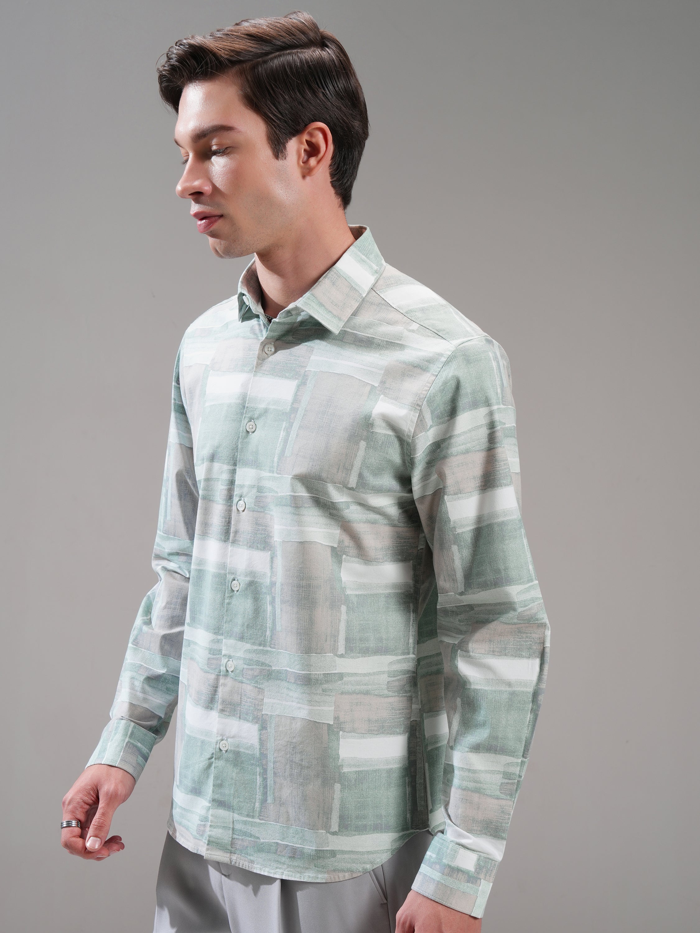 Highlander Men Green Printed Slim Fit Casual Shirt - Green - Image 4