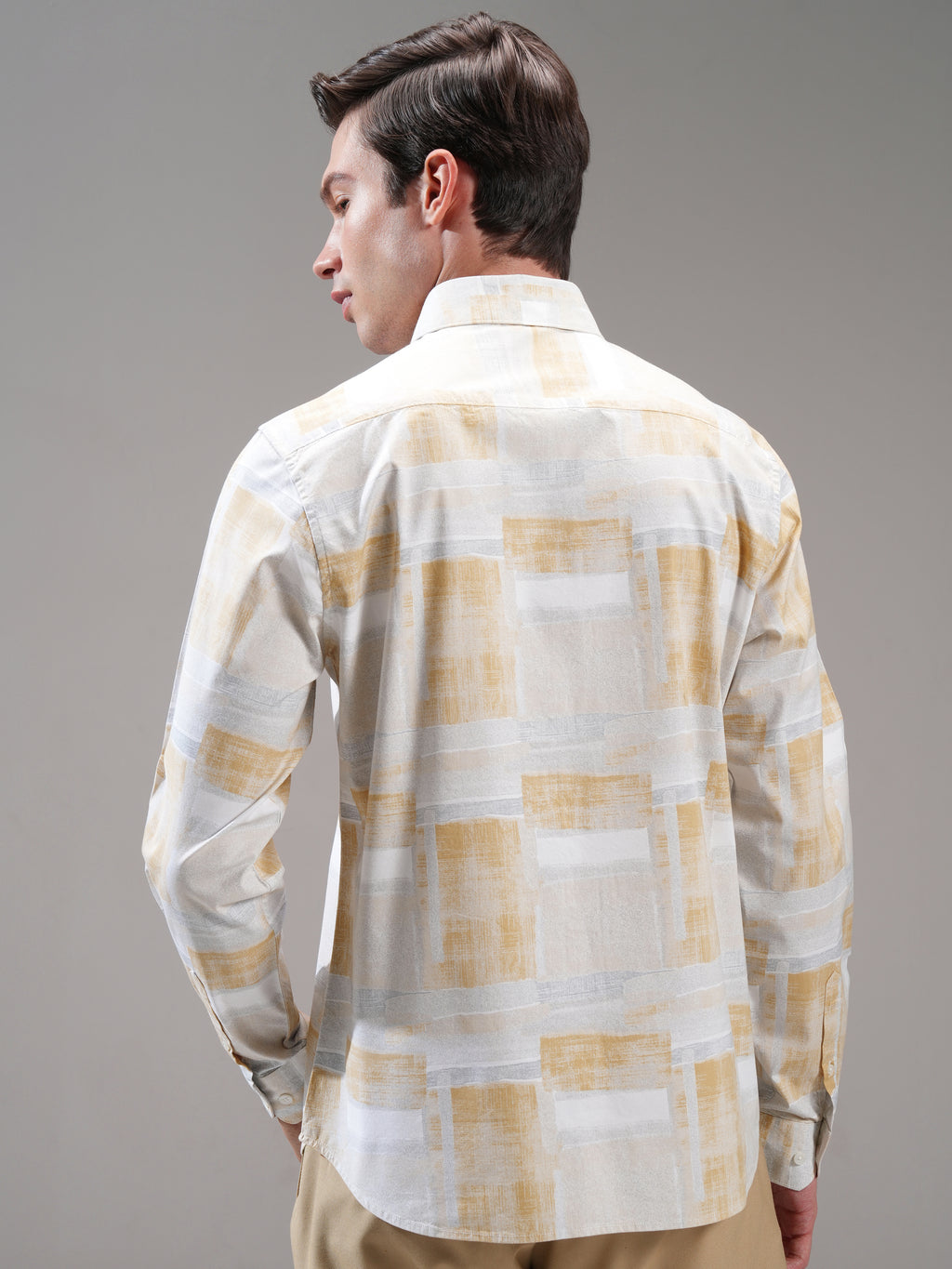 Highlander Men Beige Printed Slim Fit Casual Shirt - Beige - Image 3