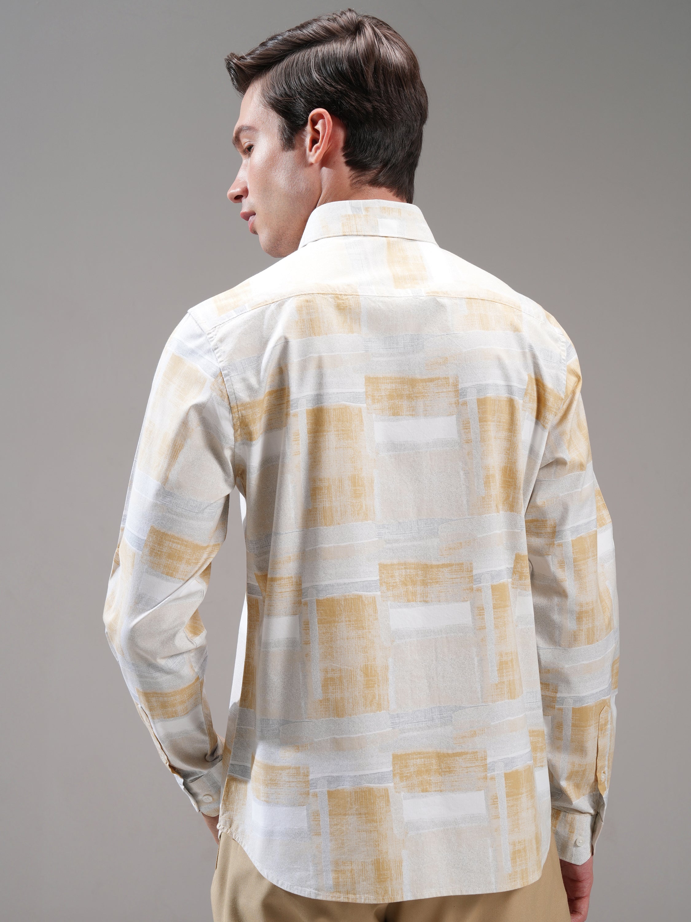 Highlander Men Beige Printed Slim Fit Casual Shirt - Beige - Image 3