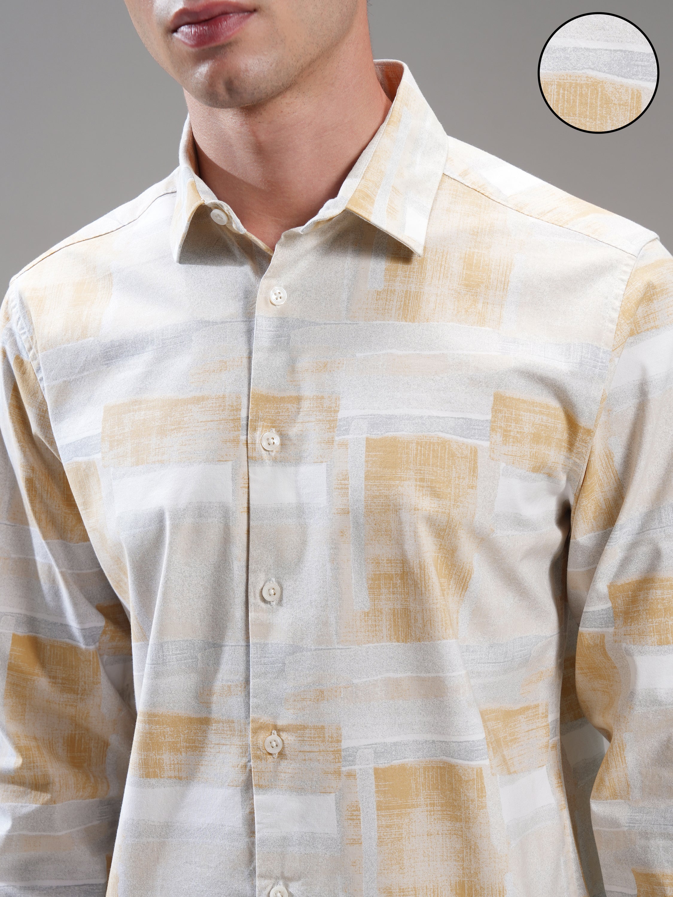 Highlander Men Beige Printed Slim Fit Casual Shirt - Beige - Image 5