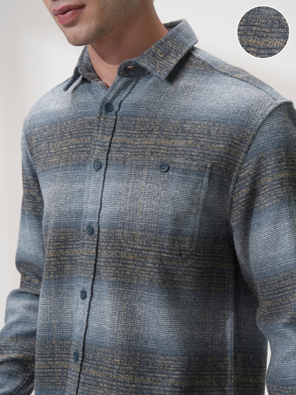Highlander Men Blue Checked Relaxed Fit Casual Shirt - Blue - Image 5