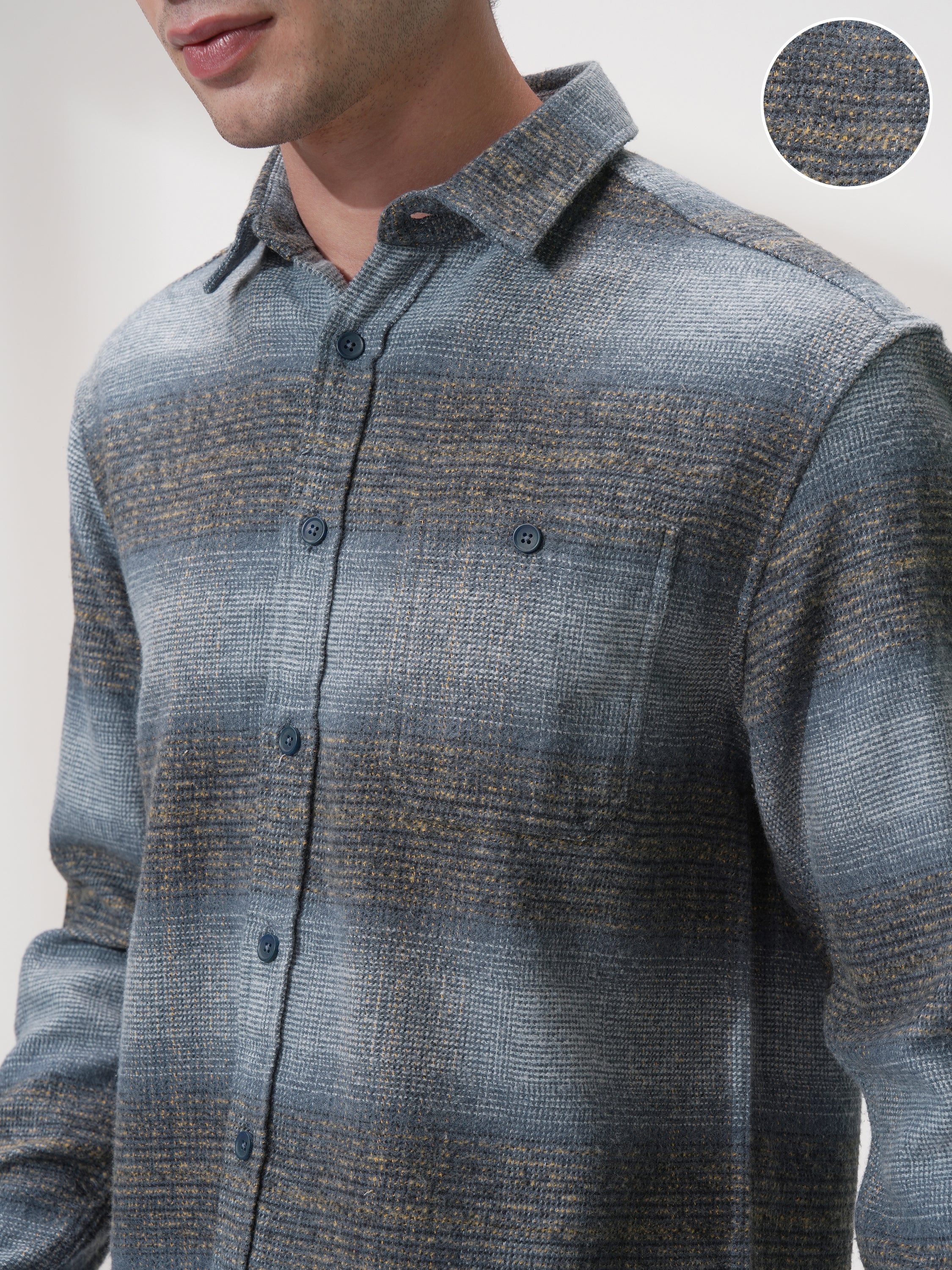 Highlander Men Blue Checked Relaxed Fit Casual Shirt - Blue - Image 5