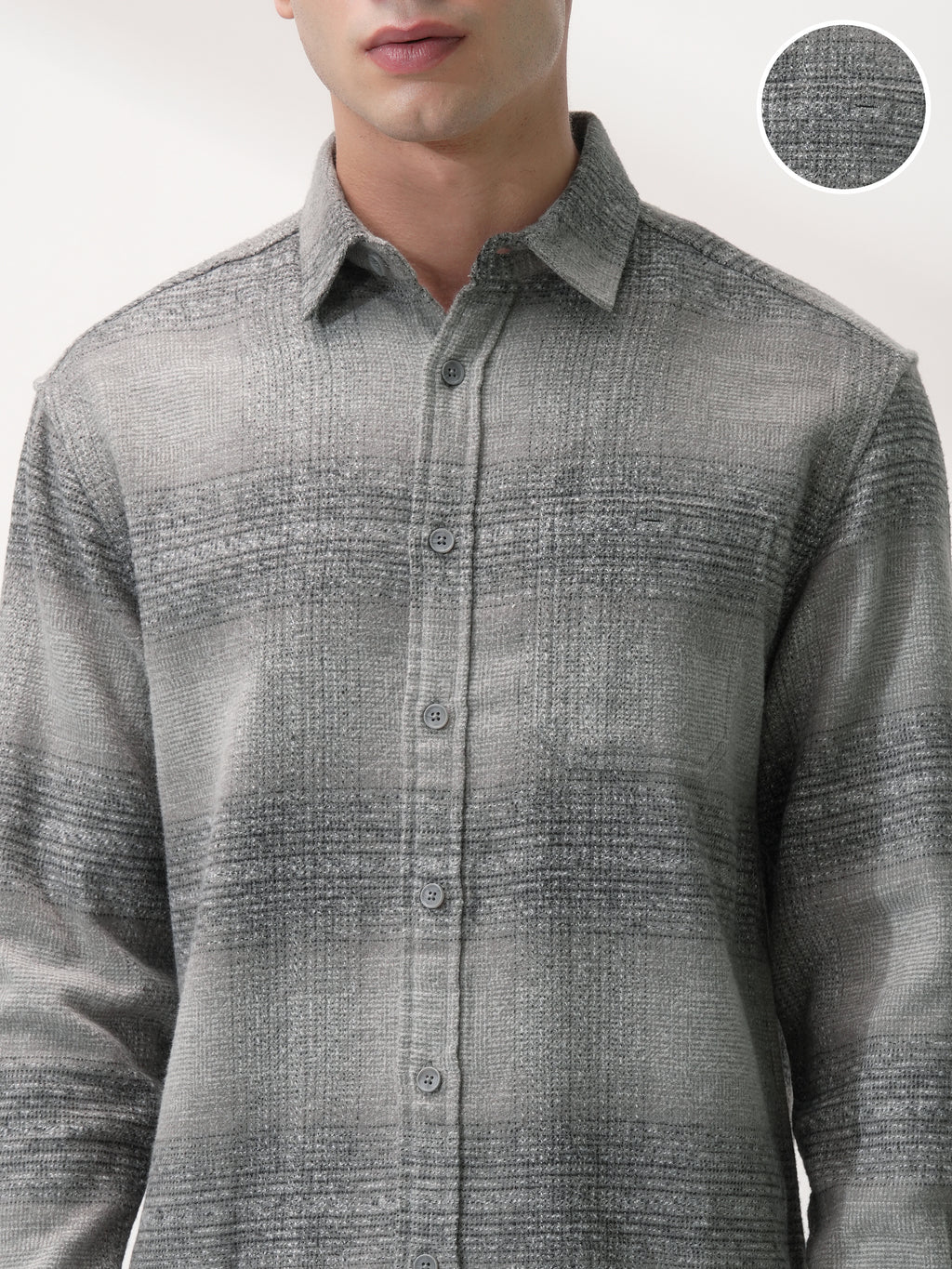 Highlander Men Grey Checked Relaxed Fit Casual Shirt - Grey - Image 5