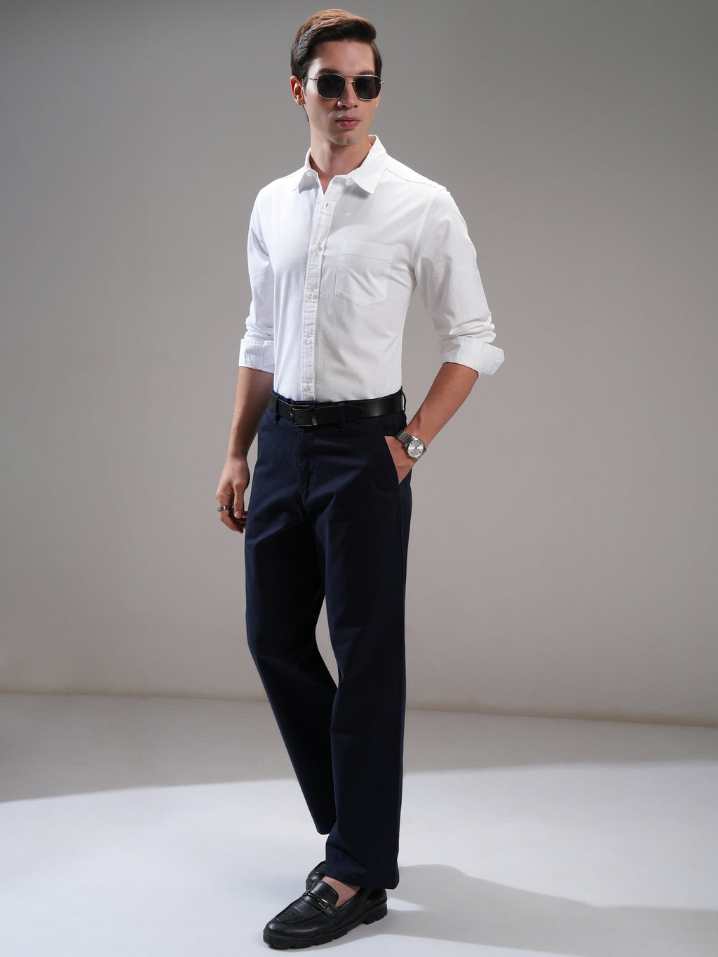 Highlander Men White Self Design Slim Fit Casual Shirt - White - Image 2