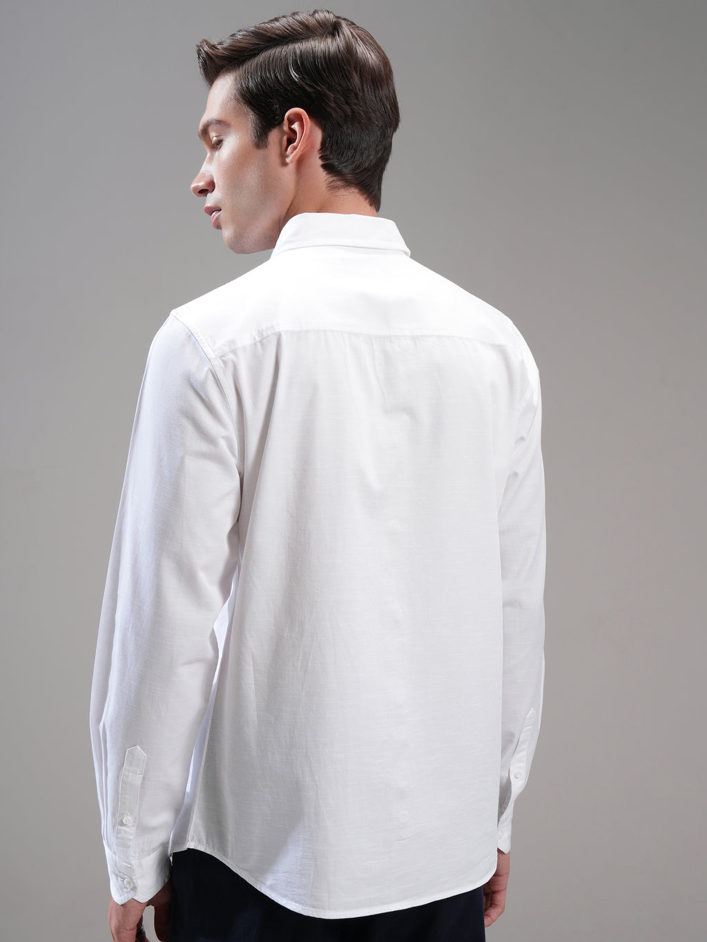 Highlander Men White Self Design Slim Fit Casual Shirt - White - Image 3