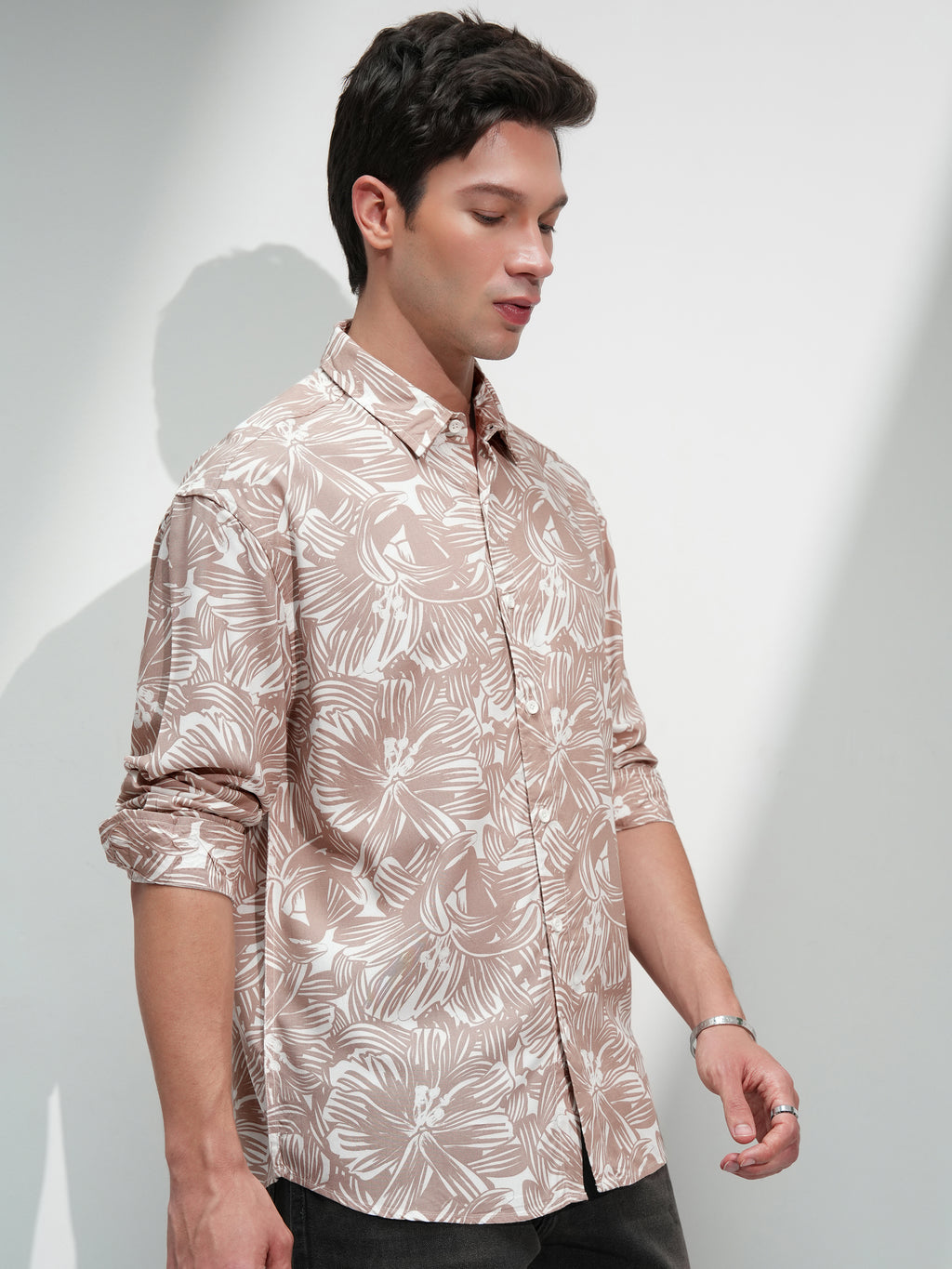 Highlander Men Tan Printed Relaxed Fit Casual Shirt - Tan - Image 6