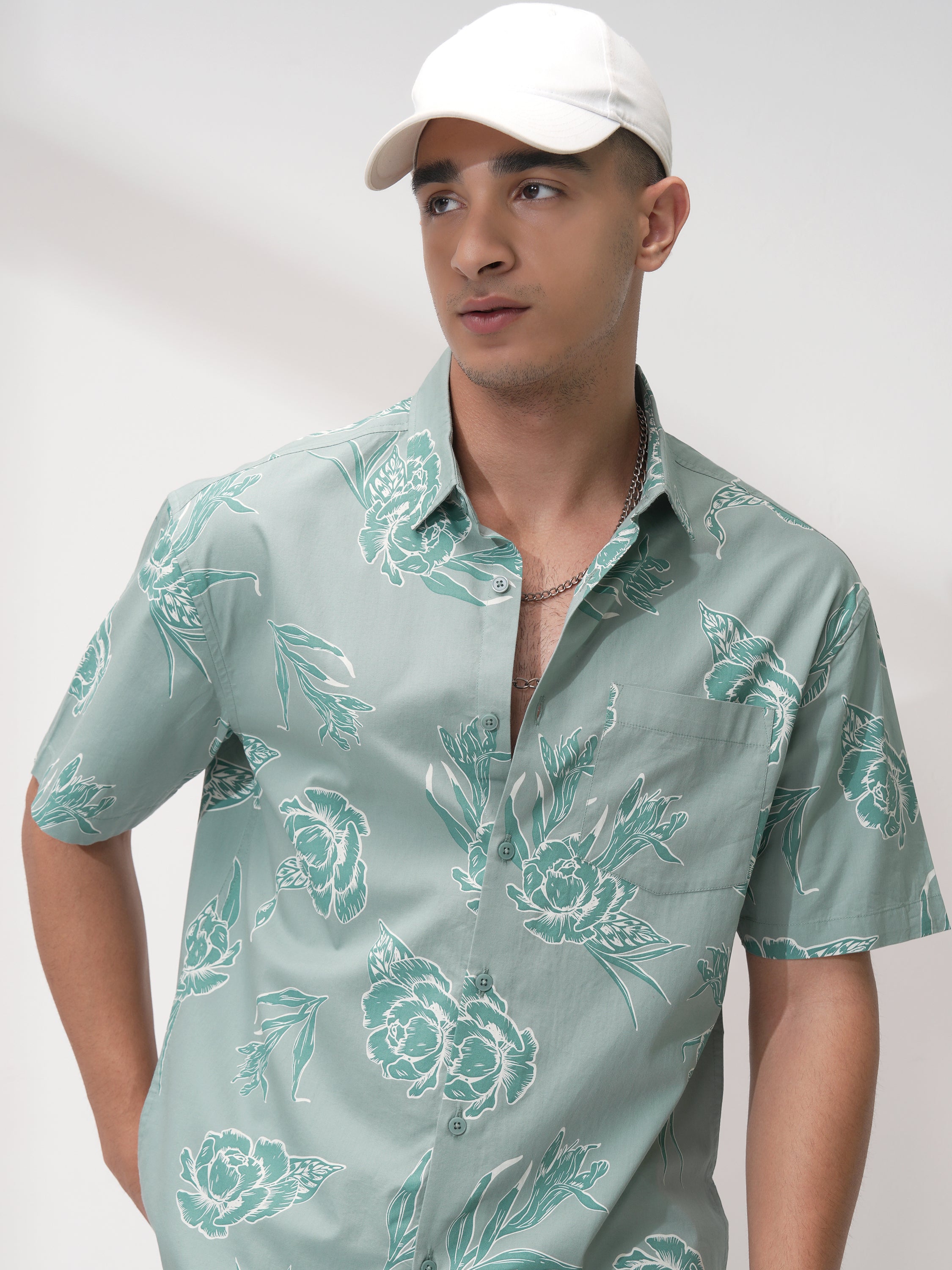 Highlander Men Green Printed Relaxed Fit Casual Shirt - Green - Image 1