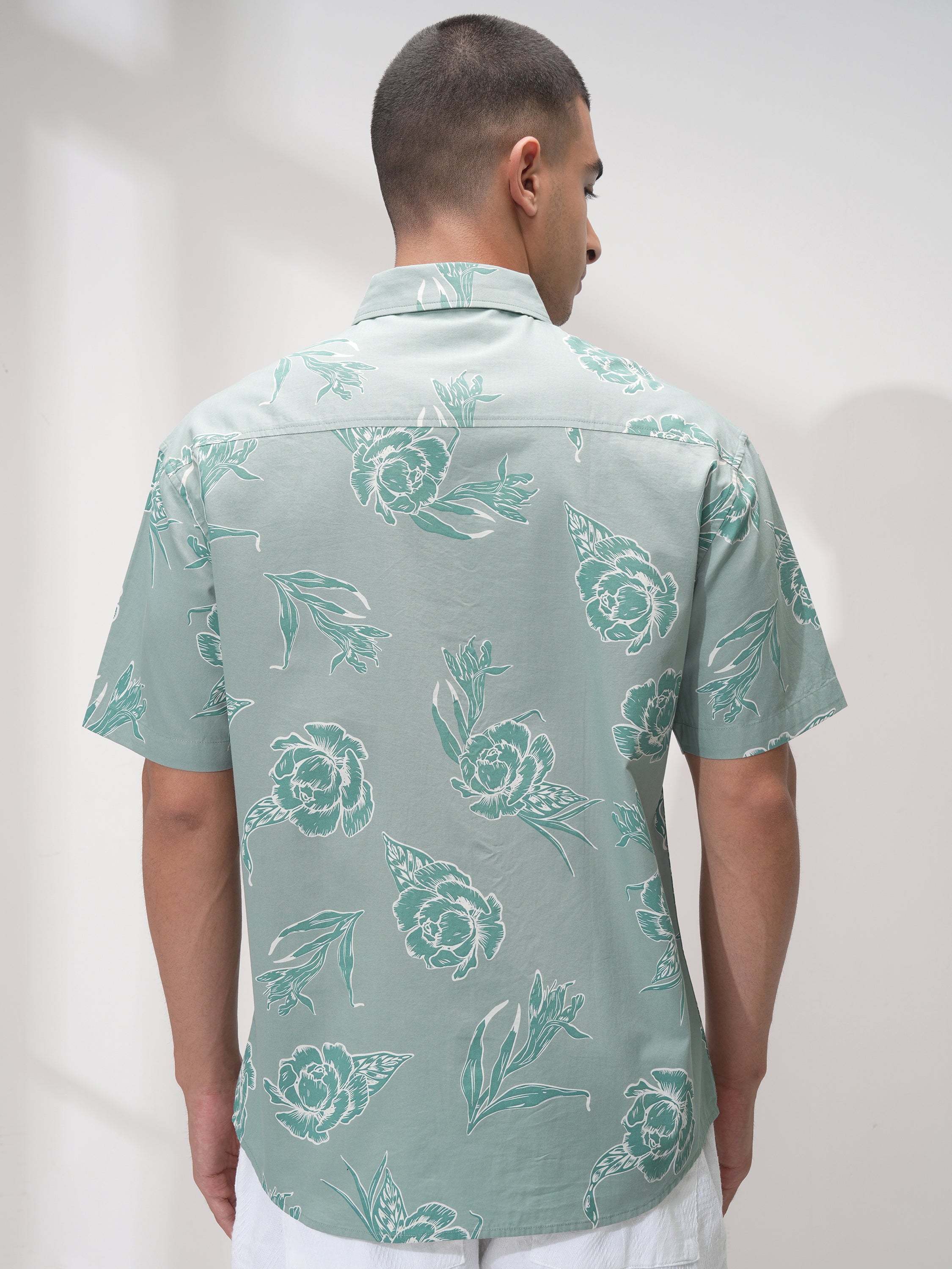 Highlander Men Green Printed Relaxed Fit Casual Shirt - Green - Image 3
