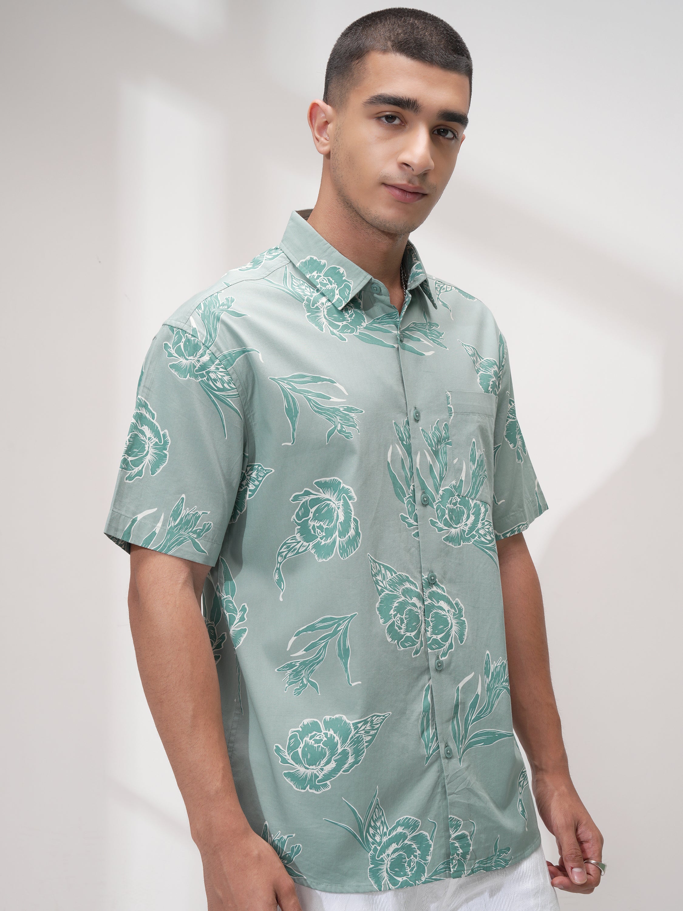 Highlander Men Green Printed Relaxed Fit Casual Shirt - Green - Image 6