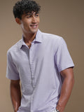 Highlander Men Lavender Self Design Relaxed Fit Casual Shirt - Lavender - Image 1