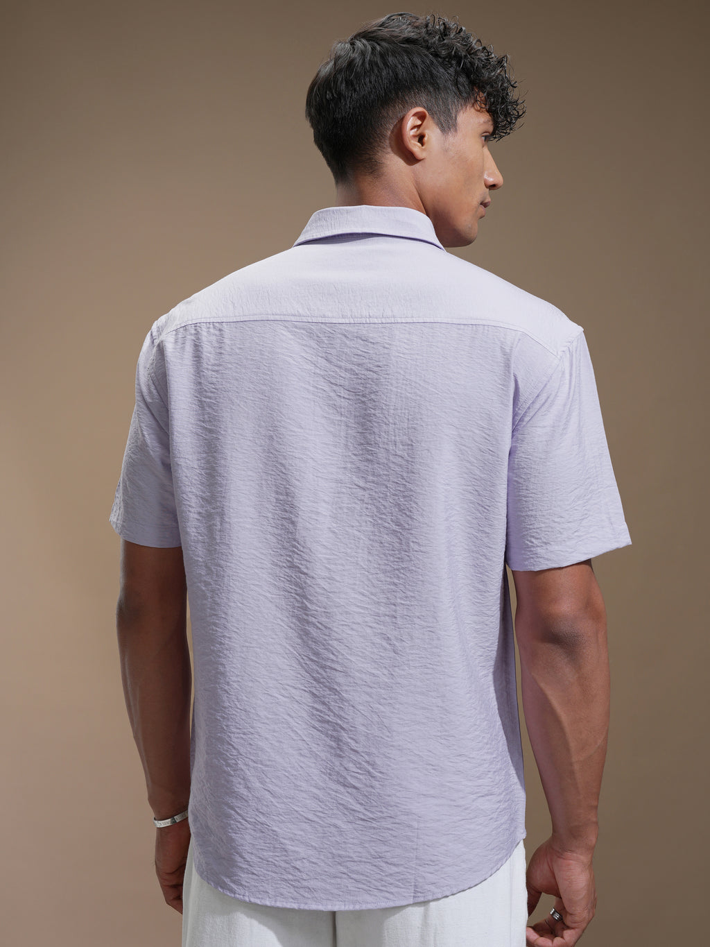 Highlander Men Lavender Self Design Relaxed Fit Casual Shirt - Lavender - Image 3