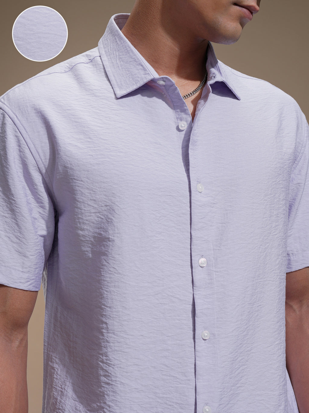 Highlander Men Lavender Self Design Relaxed Fit Casual Shirt - Lavender - Image 5