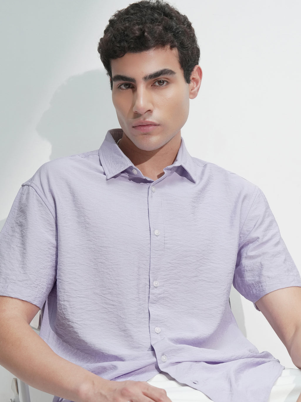 Highlander Men Lavender Self Design Relaxed Fit Casual Shirt - Lavender - Image 1