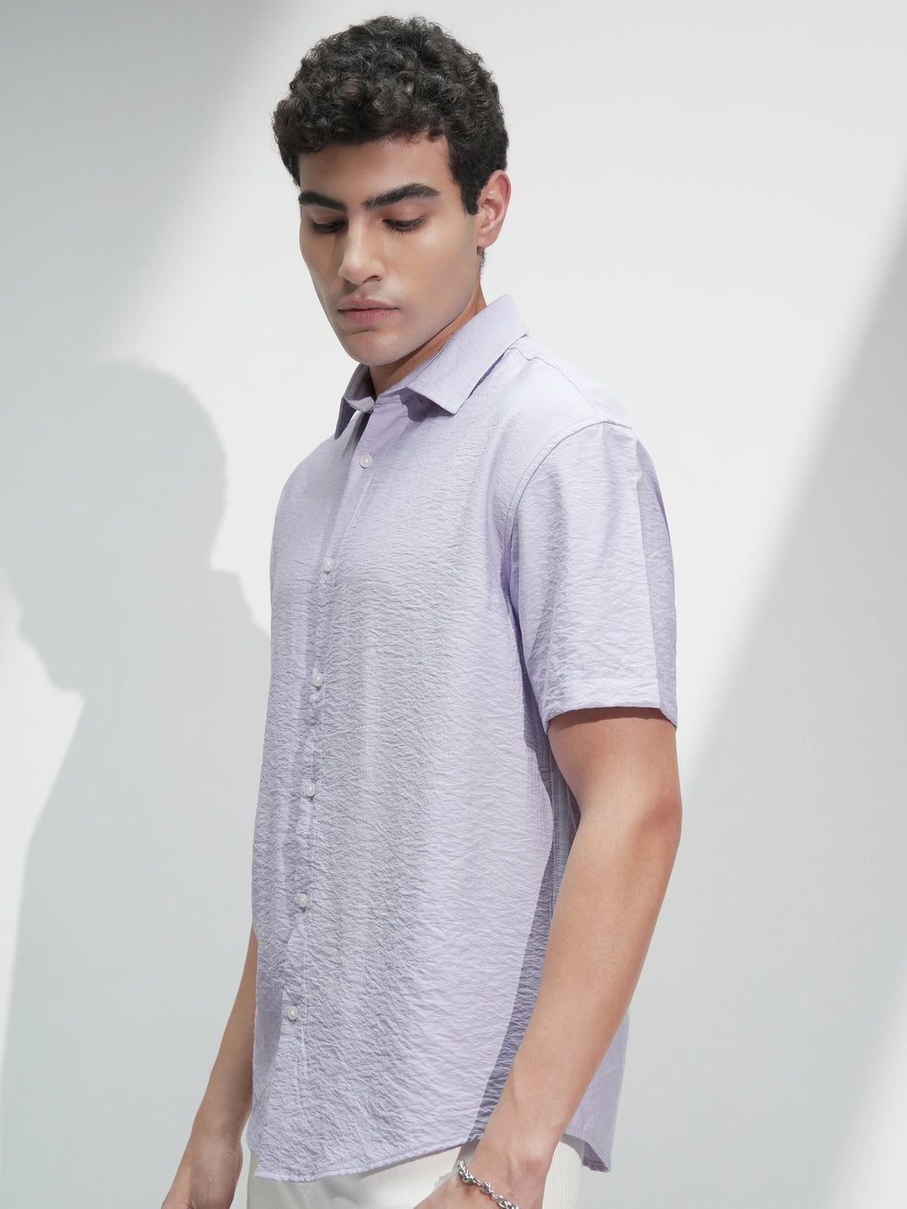 Highlander Men Lavender Self Design Relaxed Fit Casual Shirt - Lavender - Image 4