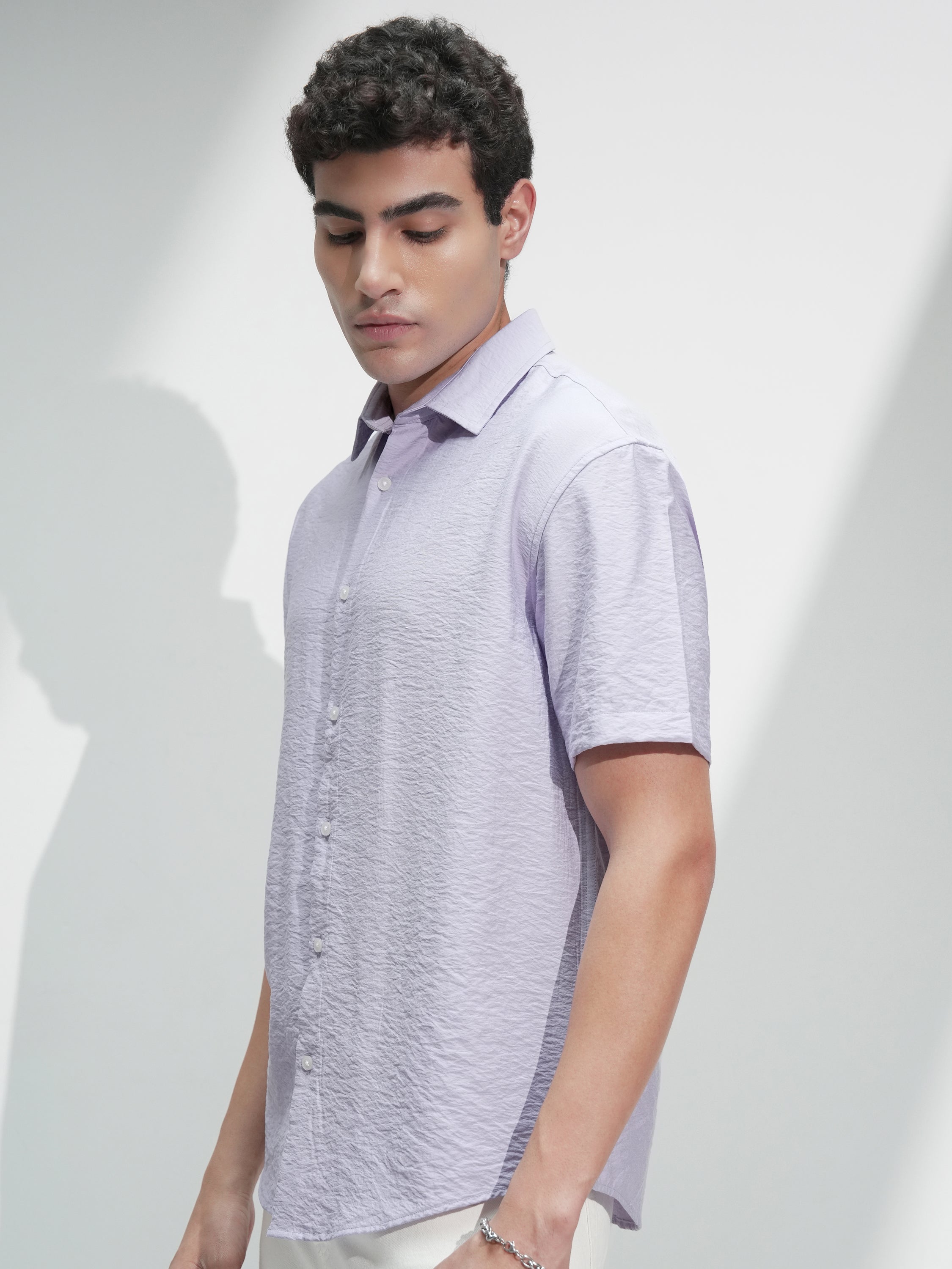 Highlander Men Lavender Self Design Relaxed Fit Casual Shirt - Lavender - Image 4