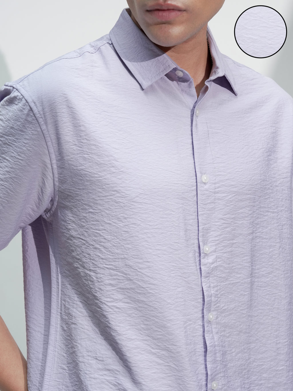 Highlander Men Lavender Self Design Relaxed Fit Casual Shirt - Lavender - Image 5