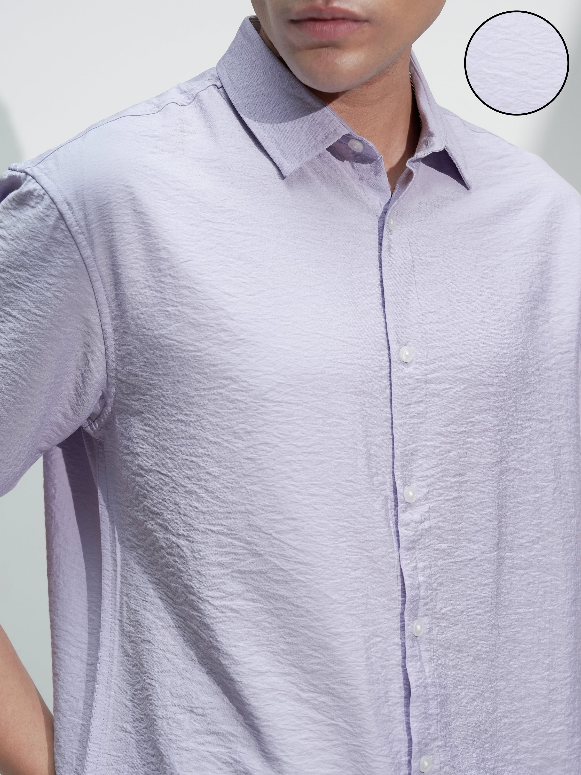 Highlander Men Lavender Self Design Relaxed Fit Casual Shirt - Lavender - Image 5