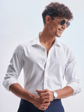 Highlander Men White Self Design Slim Fit Casual Shirt - White - Image 1
