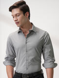 Highlander Men Grey Self Design Slim Fit Casual Shirt - Grey - Image 1