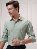 Highlander Men Green Self Design Slim Fit Casual Shirt - Green - Image 1