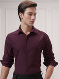 Highlander Men Maroon Self Design Slim Fit Casual Shirt - Maroon - Image 1