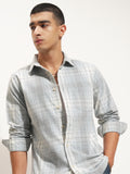 Highlander Men Blue Checked Slim Fit Casual Shirt - Blue - Image 1