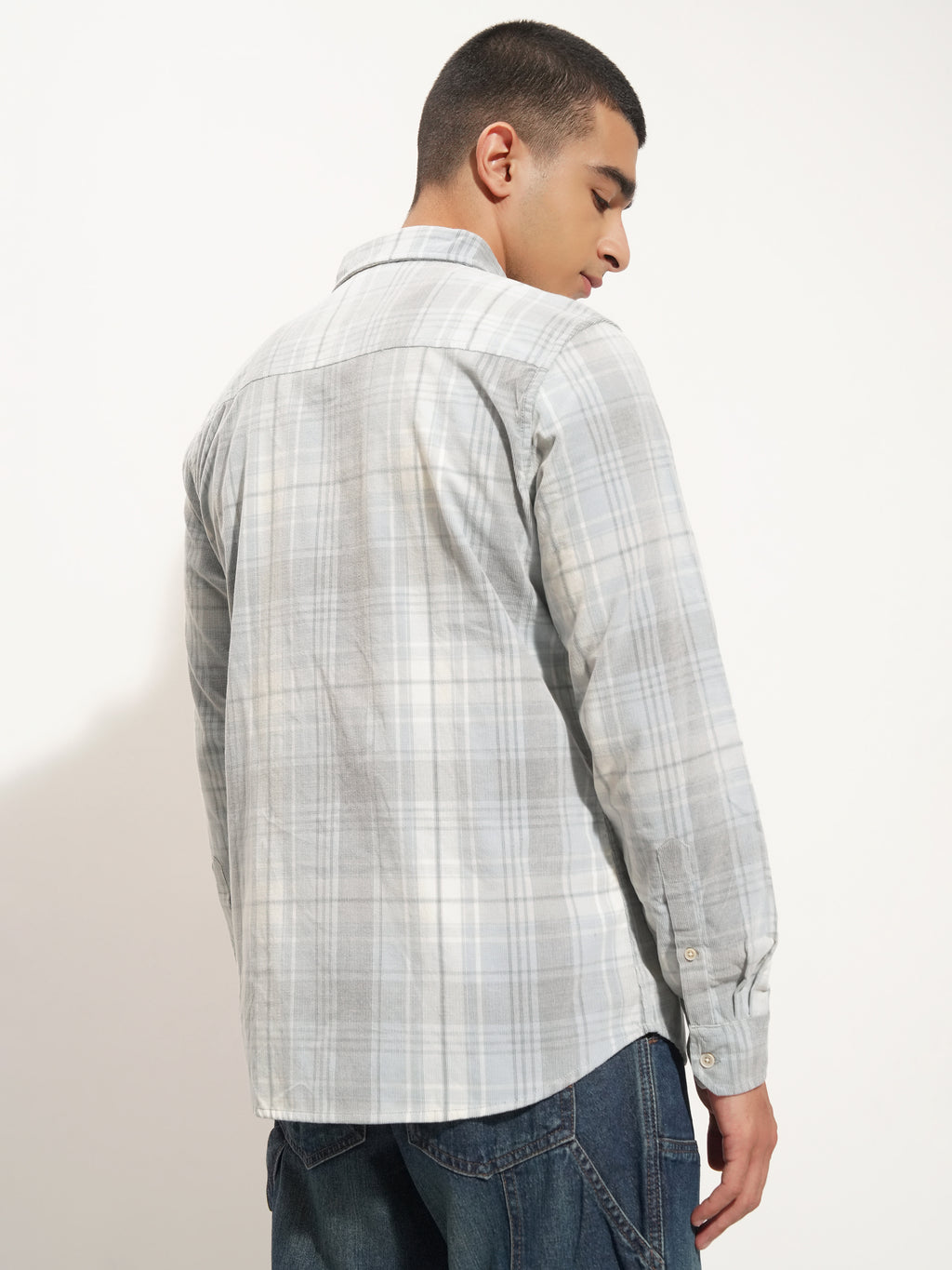 Highlander Men Blue Checked Slim Fit Casual Shirt - Blue - Image 3