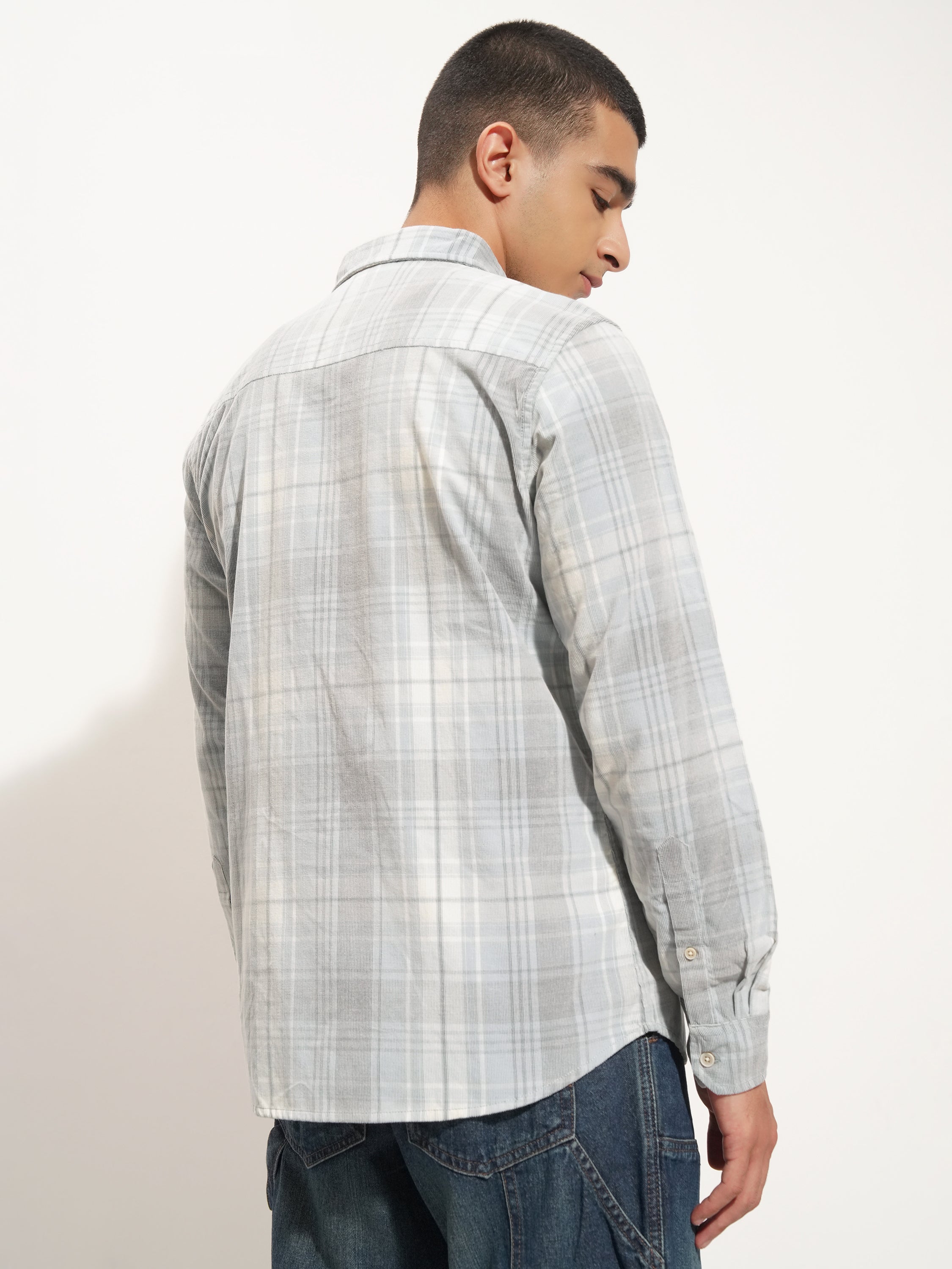 Highlander Men Blue Checked Slim Fit Casual Shirt - Blue - Image 3