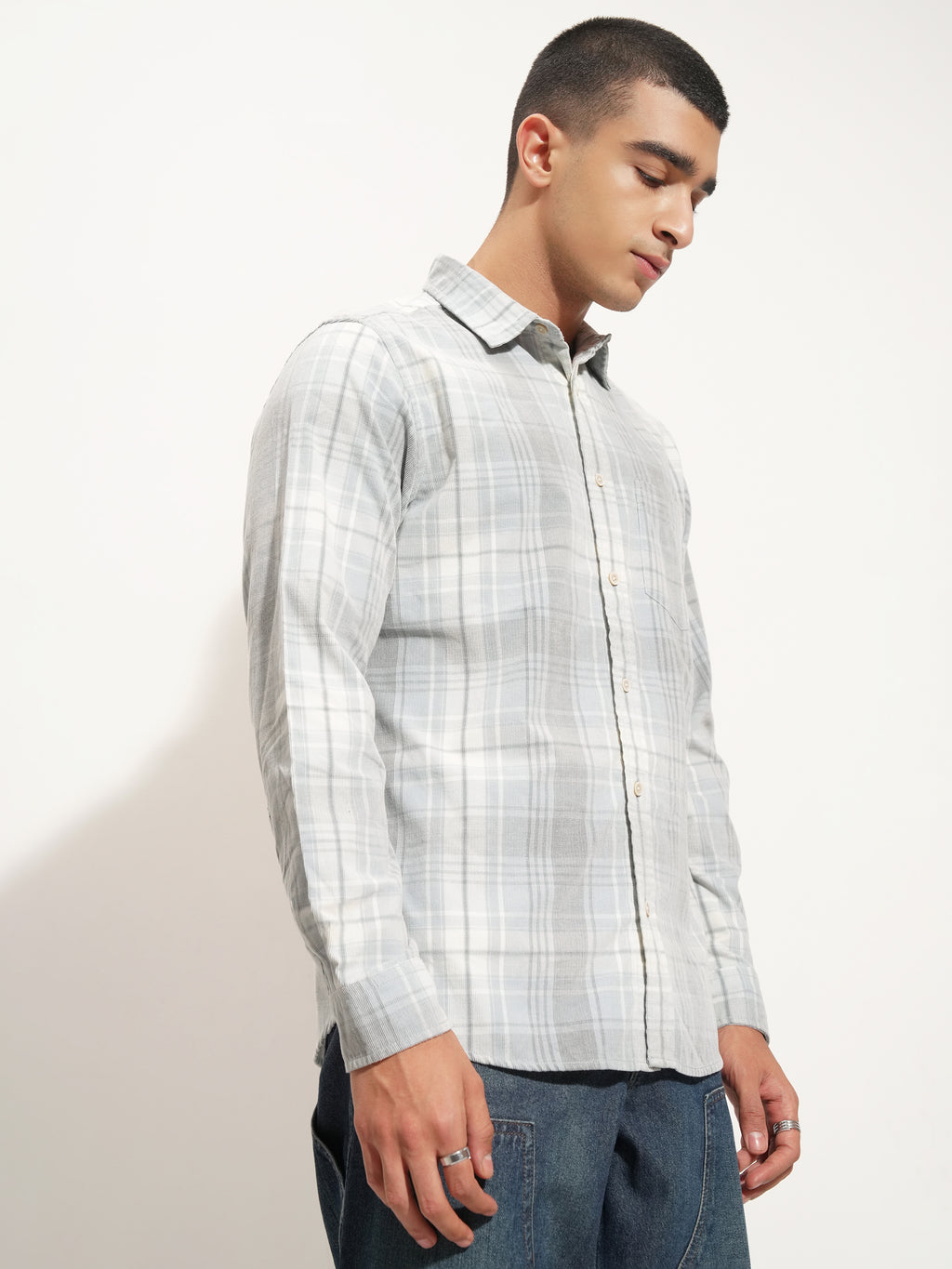 Highlander Men Blue Checked Slim Fit Casual Shirt - Blue - Image 6