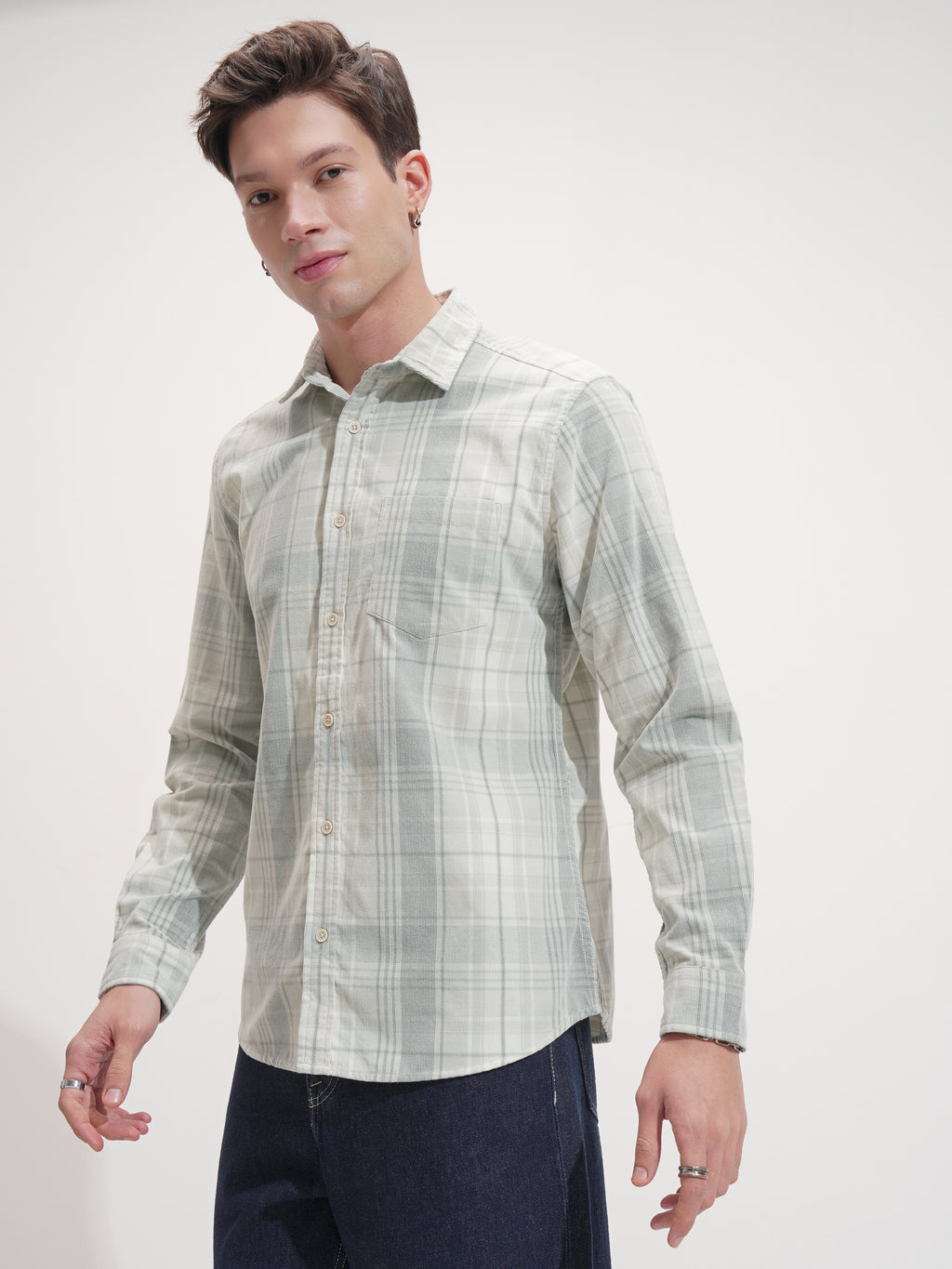 Highlander Men Olive Checked Slim Fit Casual Shirt - Olive - Image 4