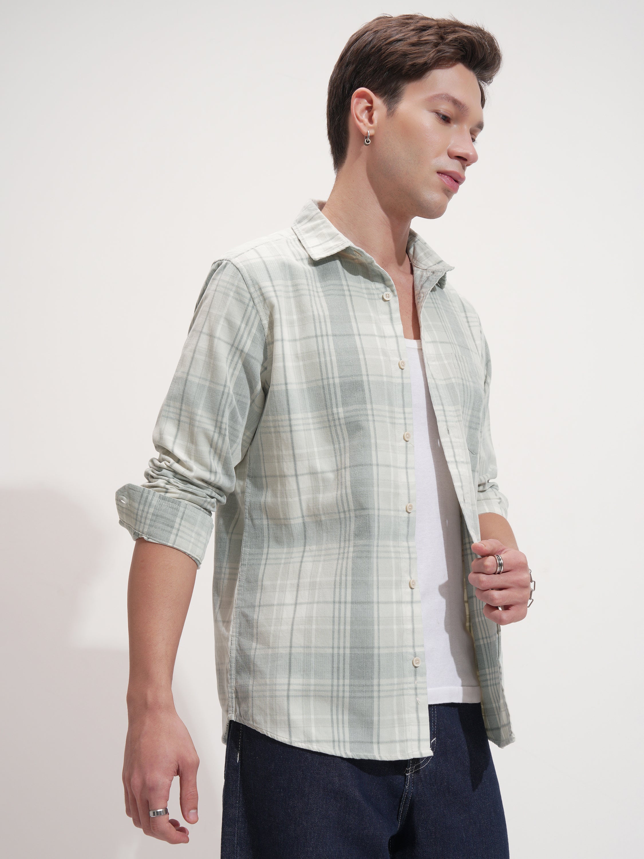 Highlander Men Olive Checked Slim Fit Casual Shirt - Olive - Image 6