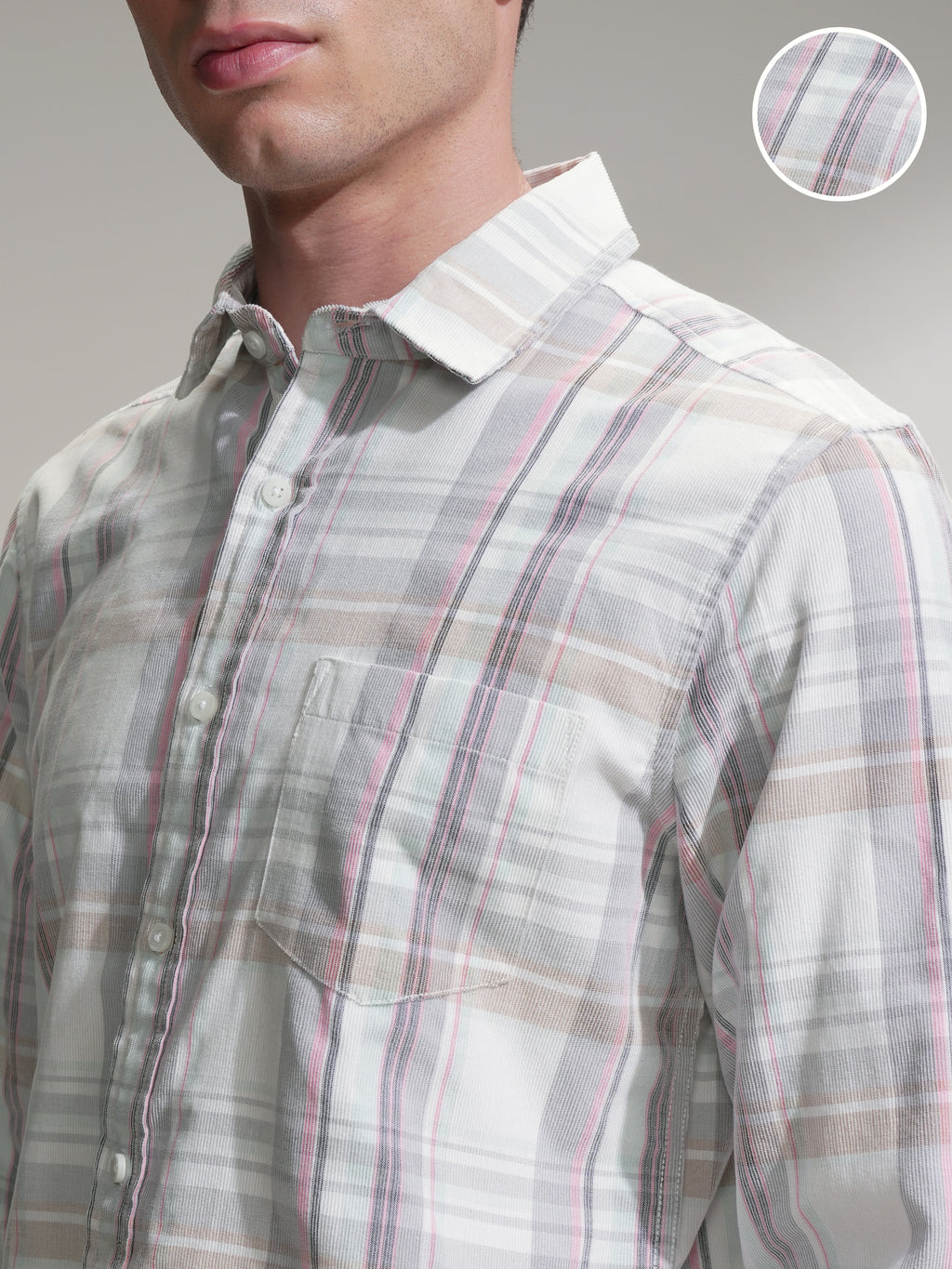 Highlander Men White Checked Slim Fit Casual Shirt - White - Image 5