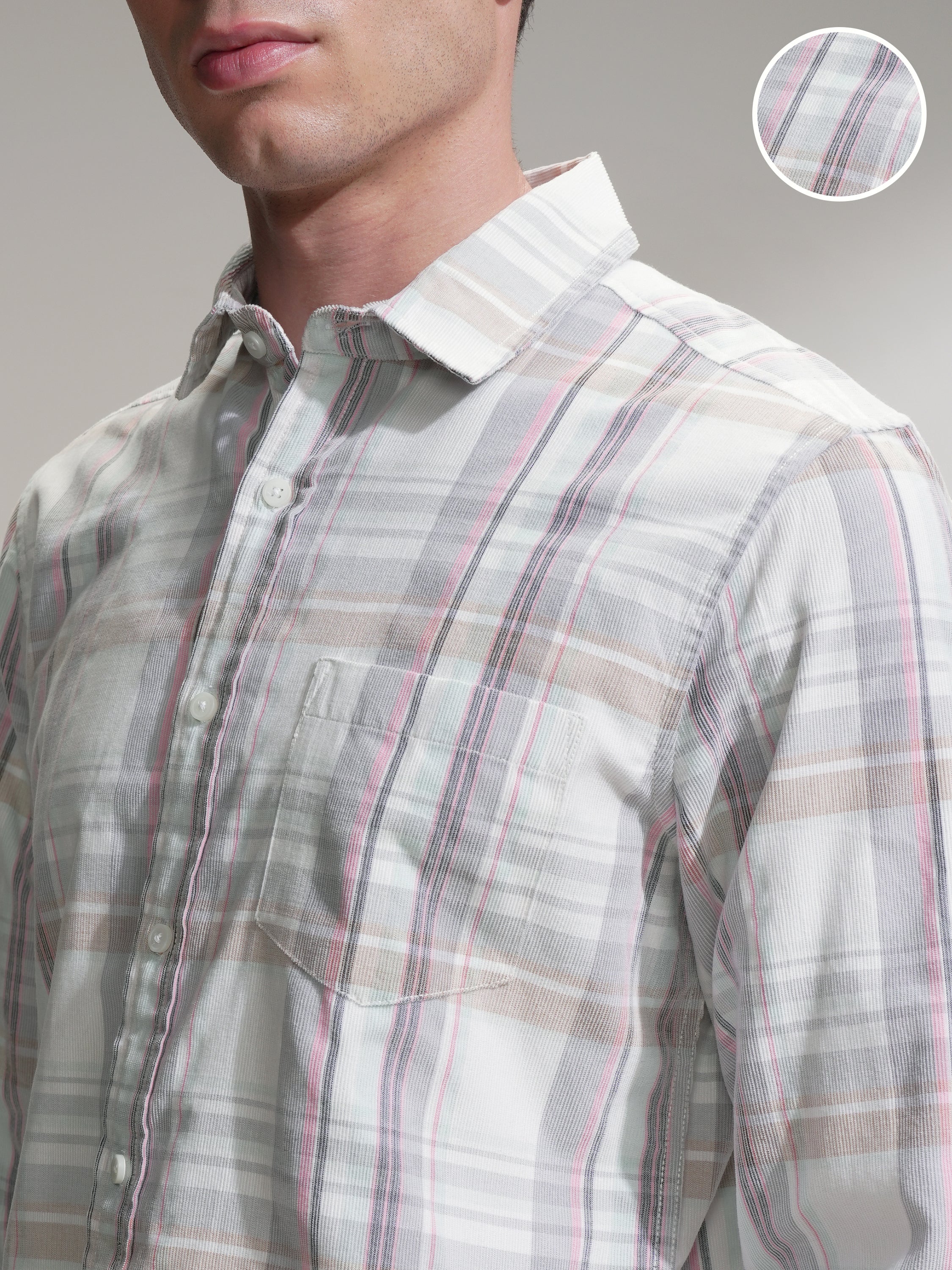 Highlander Men White Checked Slim Fit Casual Shirt - White - Image 5