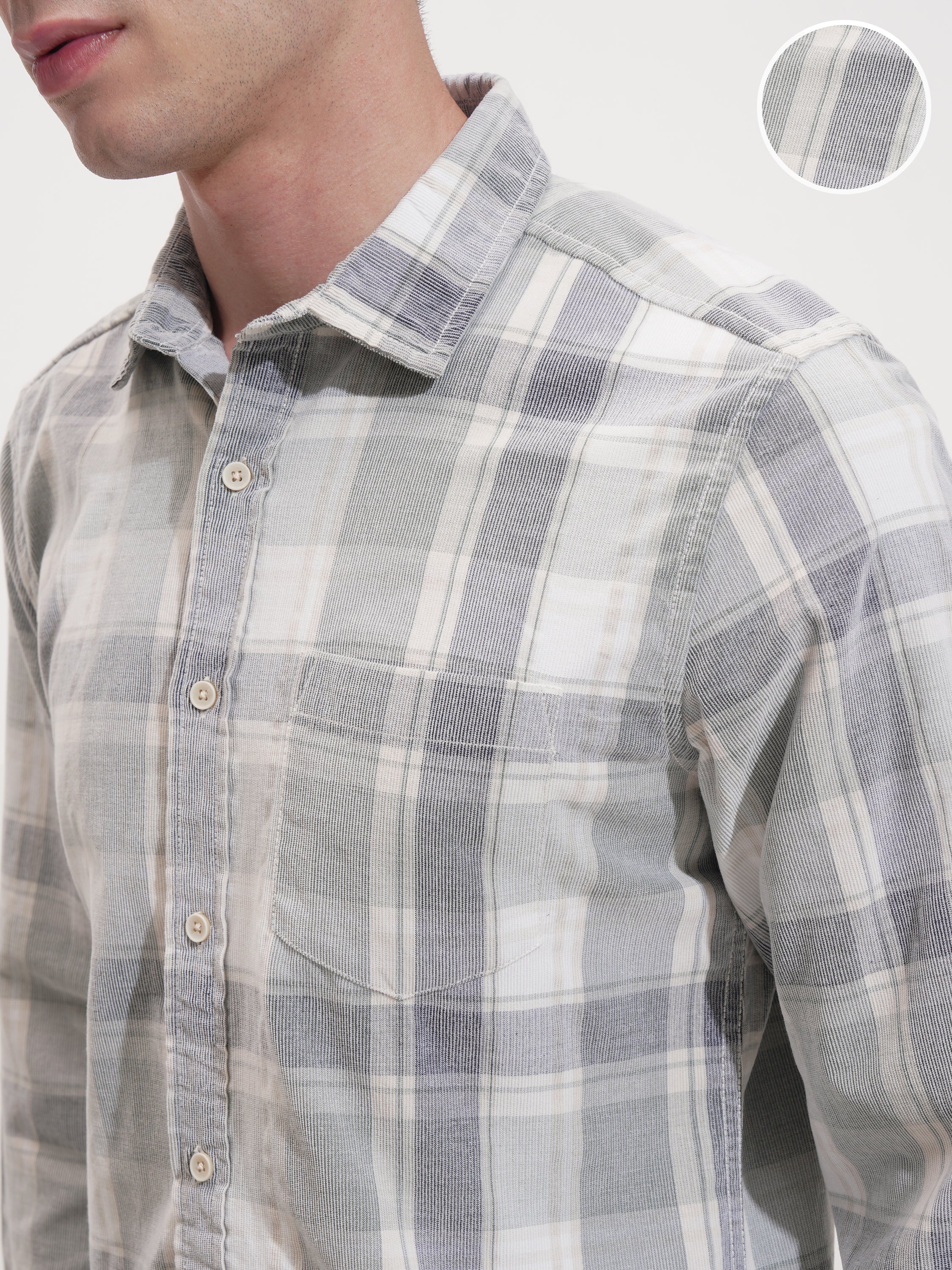 Highlander Men White Checked Slim Fit Casual Shirt - White - Image 5
